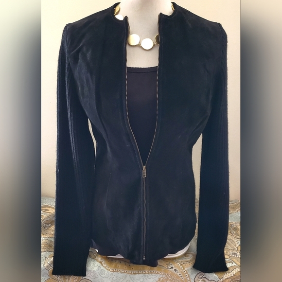 Preswick & Moore Suede Leather Sweater Jacket 8 - Picture 2 of 6